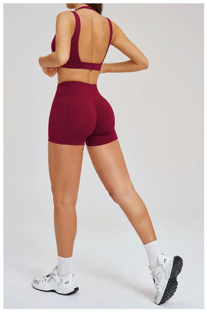 Sports Set 2 Pieces Shorts Gym Exercise Clothes Women's Yoga Suit Fitness Outfits Short Underwear Training Workout Tracksuit