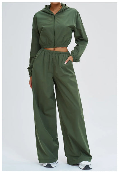 2 Piece Yoga Set Women's Sports Sun Protection Set Zipper Windproof Hooded Sun Protection Leisure Set Outdoor Sports Cycling Set