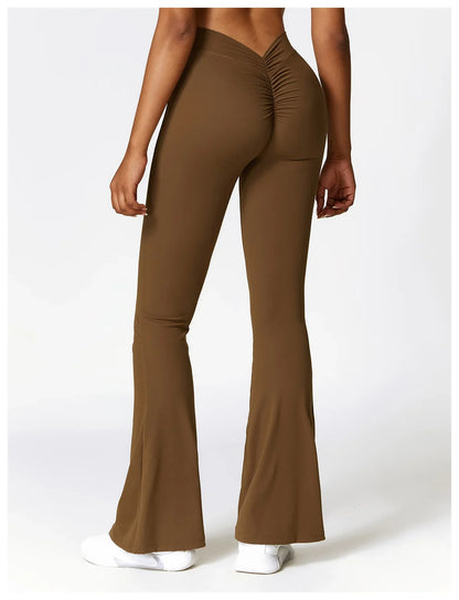 V-shaped Hip Yoga Pants Flare Leggings Women High Waist Wide Leg Pants Women Gym Fitness Sports Flared Pant Dance Trousers