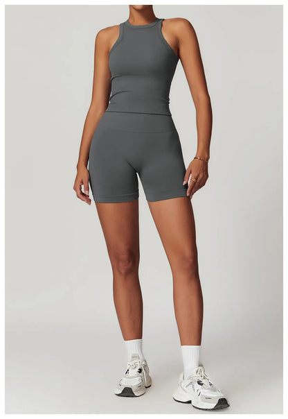 2 Pieces Women's Clothes Seamless Yoga Set Workout Tracksuit Sportswear Gym Clothing High Waist Leggings Fitness Sports Suits