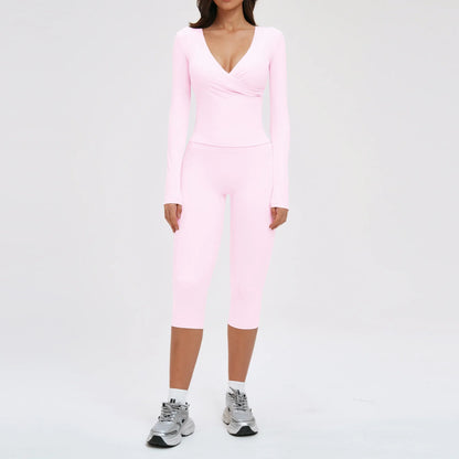 Yoga Suit 2PCS Sports Outfits Women Quick-Drying Gym Set Women Tracksuit Running Workout Long Sleeve Sports Shirt Yoga Clothing
